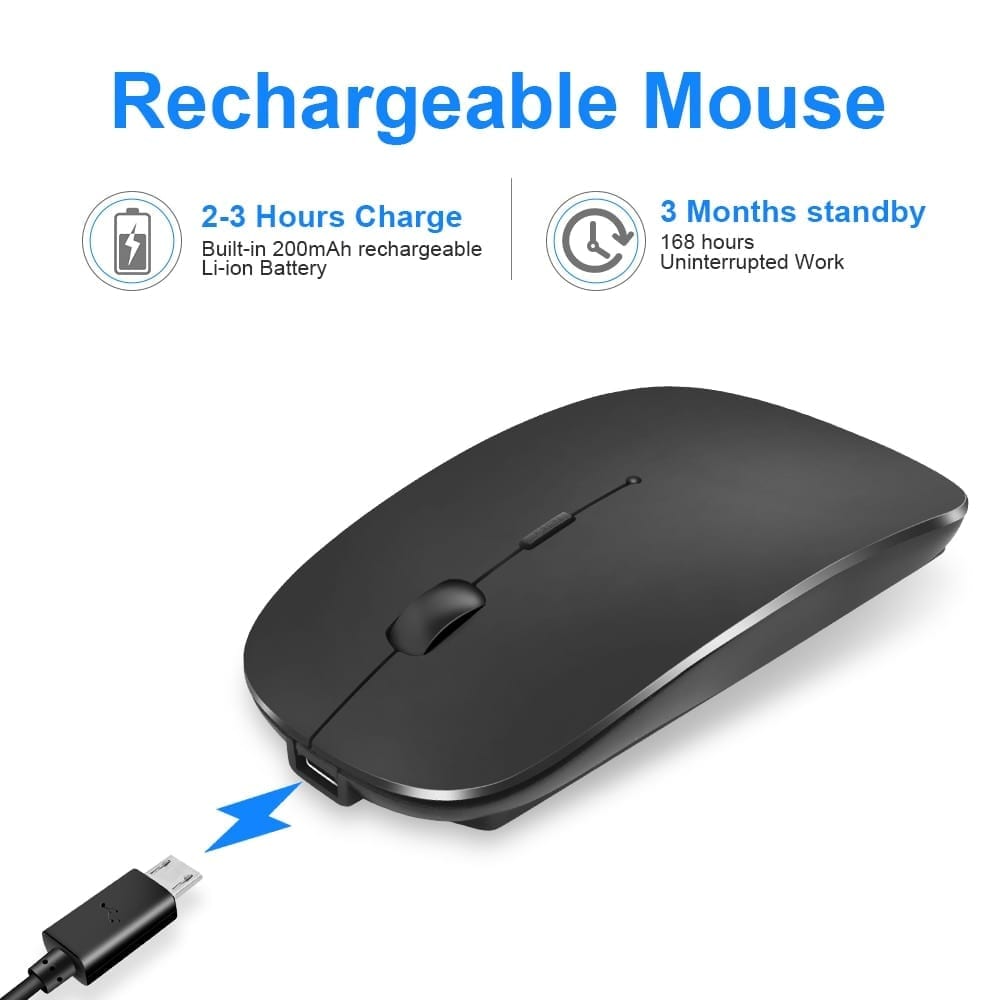 Wireless mouse, bluetooth, rechargeable, ergonomic, usb optical for laptop and pc