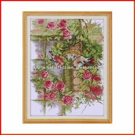 DIY Handmade Needlework Set Embroidery Kit 14CT Birds’ Family Pattern -Stitching 35 * 45cm Home Decoration-A68X