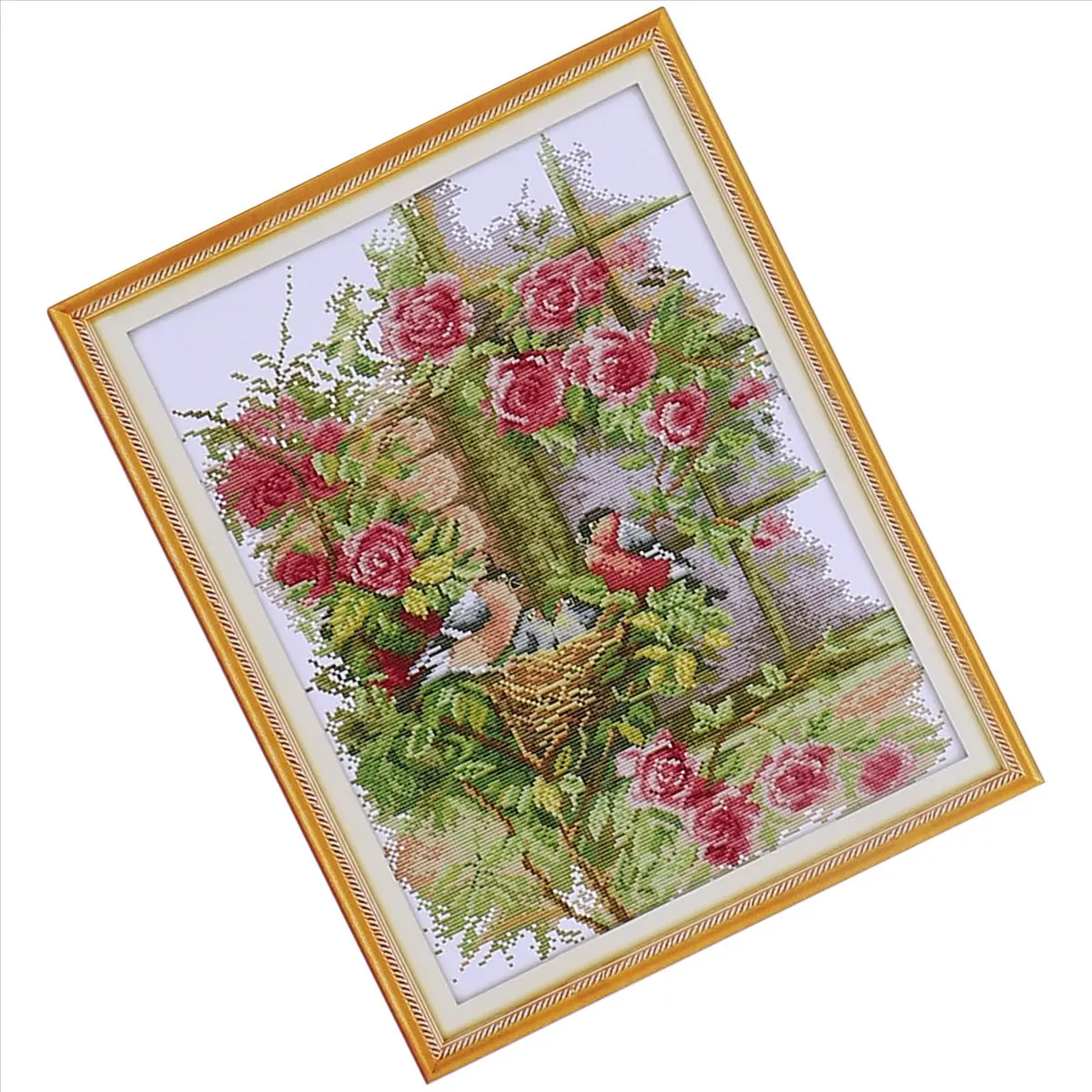 DIY Handmade Needlework Set Embroidery Kit 14CT Birds' Family Pattern -Stitching 35 * 45cm Home Decoration-A68X