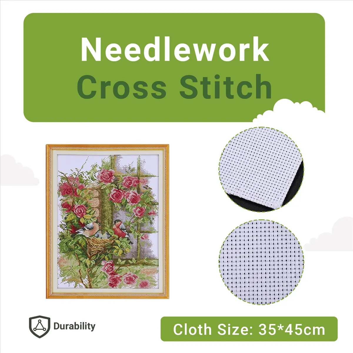 DIY Handmade Needlework Set Embroidery Kit 14CT Birds' Family Pattern -Stitching 35 * 45cm Home Decoration-A68X