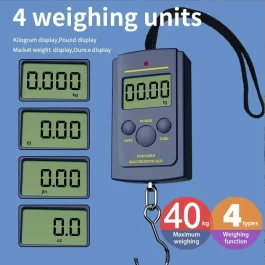 מאזני דיגיטלי קומפקטי 40 קילוגרם עם וו תליה