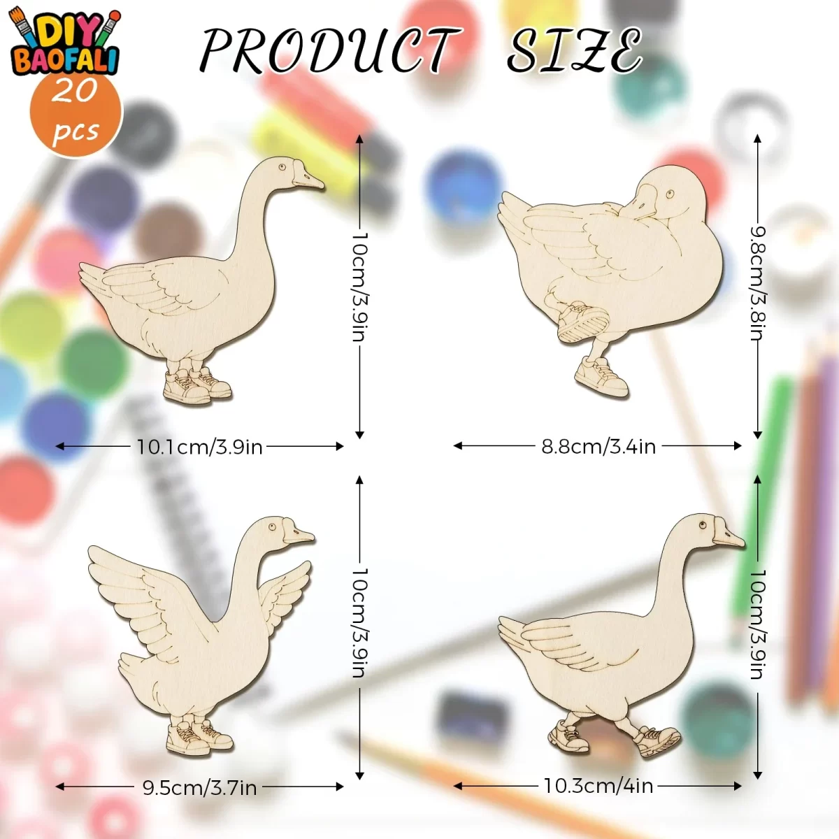 סט קRAFT עץ לא גמור עם 20 חלקים לקישוטים