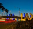 long exposure of the iconic LAX Los Angeles International Airport Sign at Night